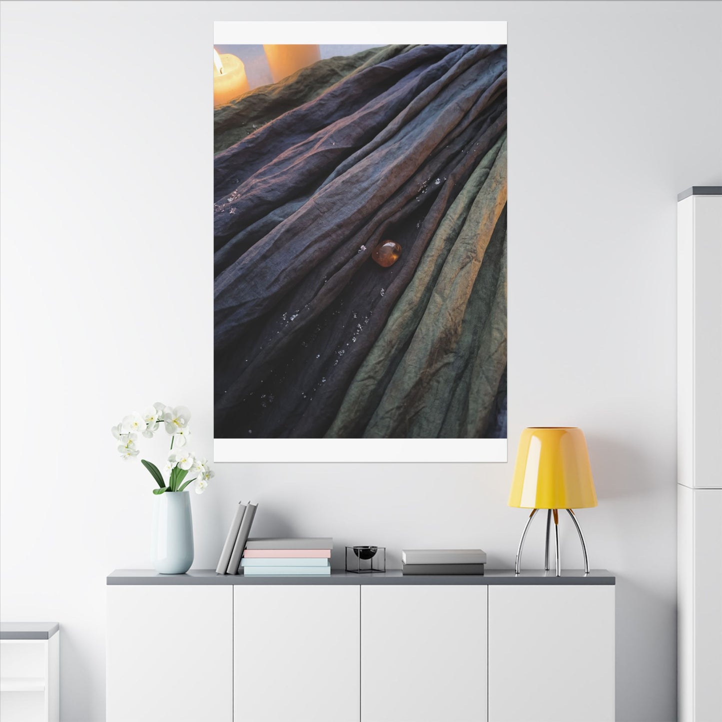 Silk Drape Shadow Zen Canvas Art | Moody Dark Japandi Art