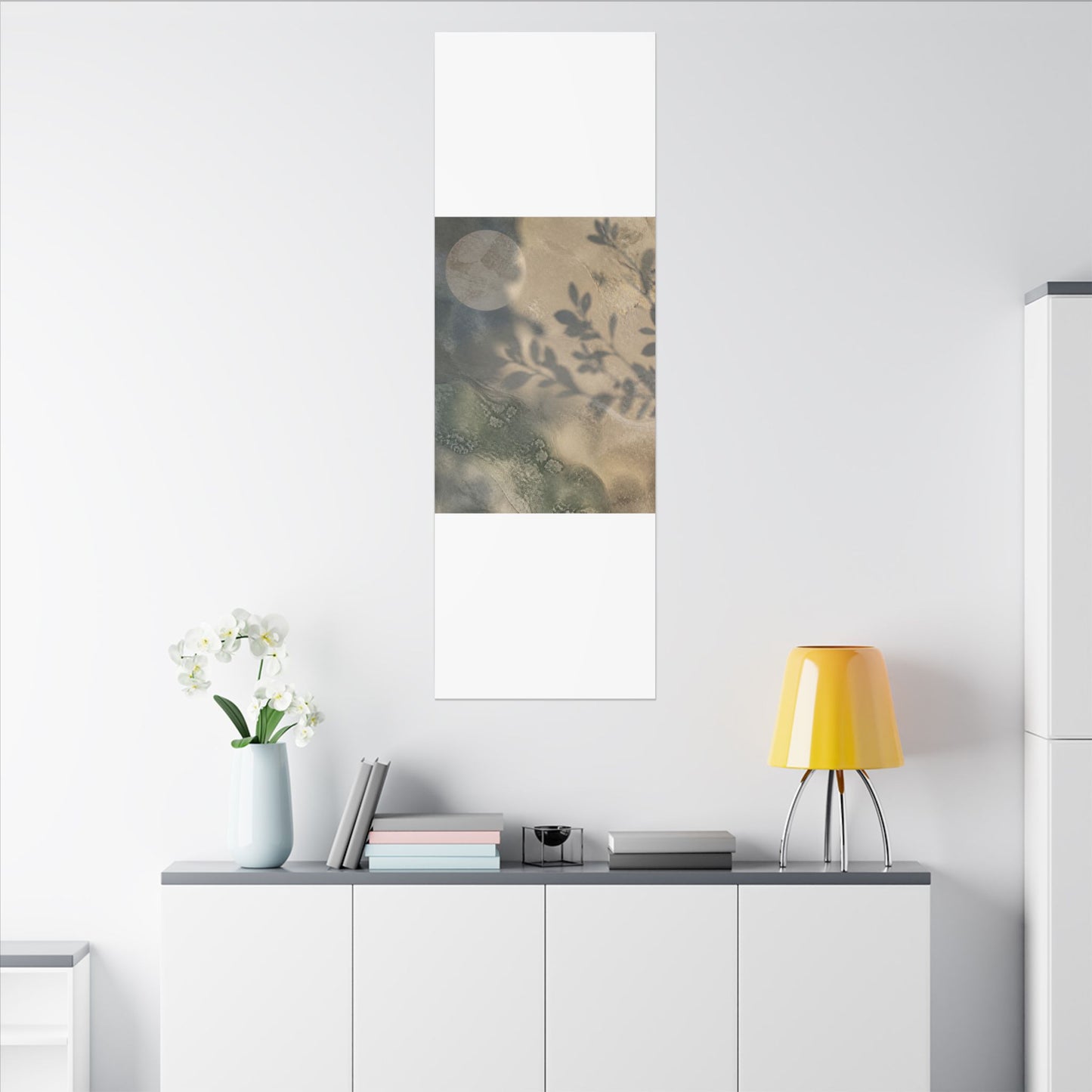 Japandi Shadow Play in Moonlight | Texture Canvas Art