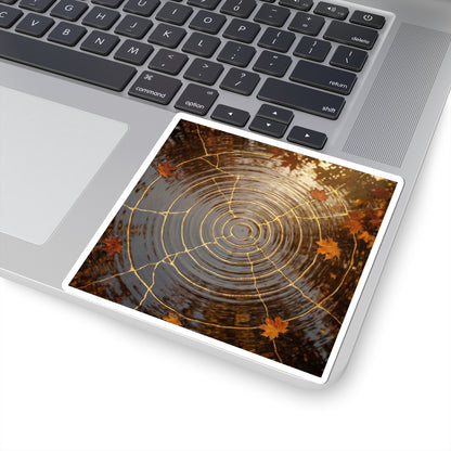 Water Ripple Gold Vein Sticker | Artful Kintsugi Art Art Print