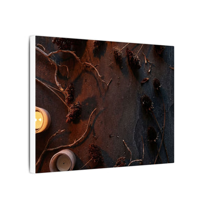 Dried Flowers Canvas Art | Winter Dark Japandi Moody Minimal Art