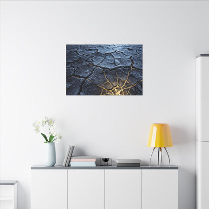 Moonlight Cracked Earth Canvas Art - Kintsugi Mono No Aware