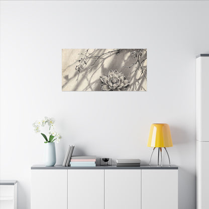 Winter Lotus Flower Sumi E Canvas Art | Contemplative Decor