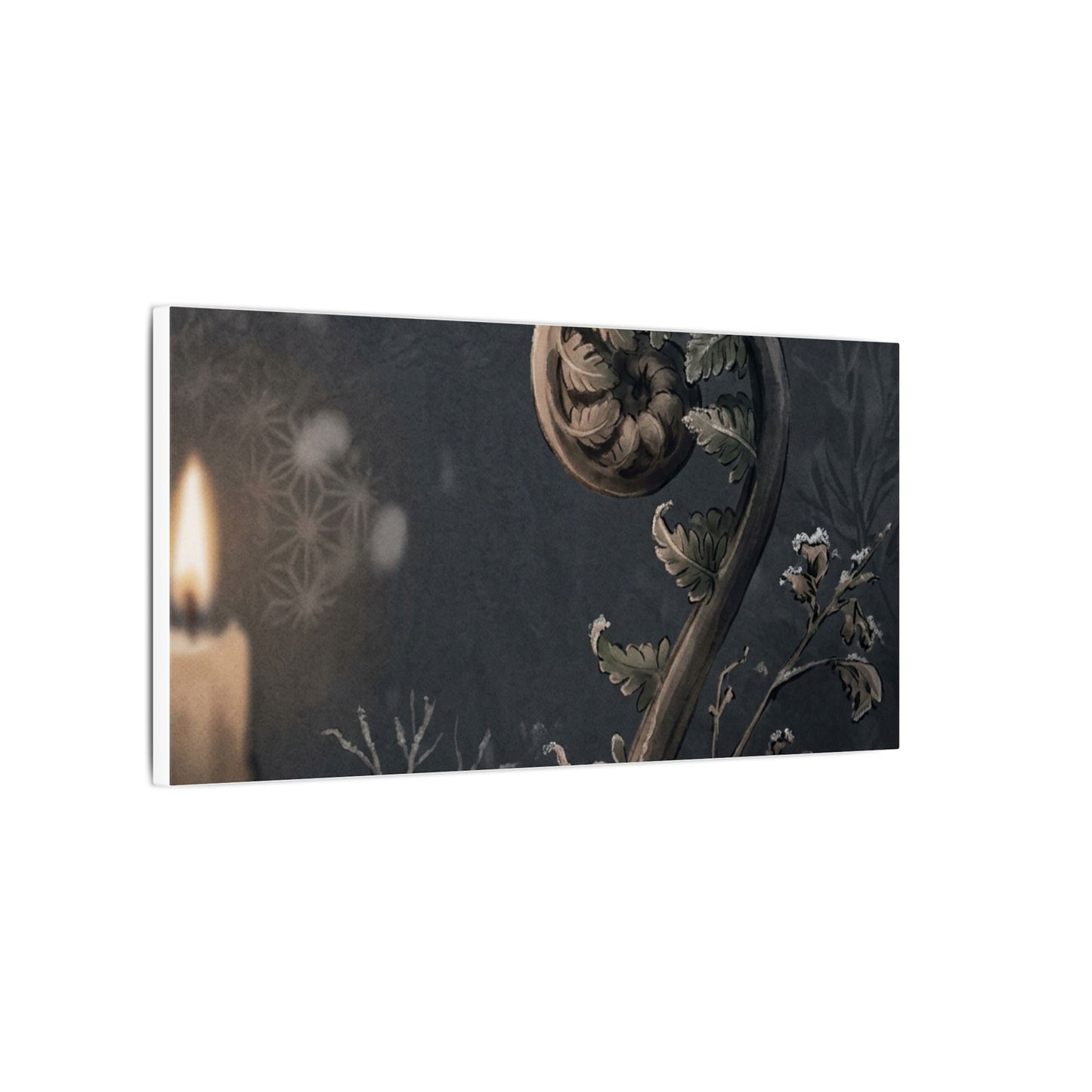 Candlelight Fern Unfurling Canvas Art - Japandi Ma