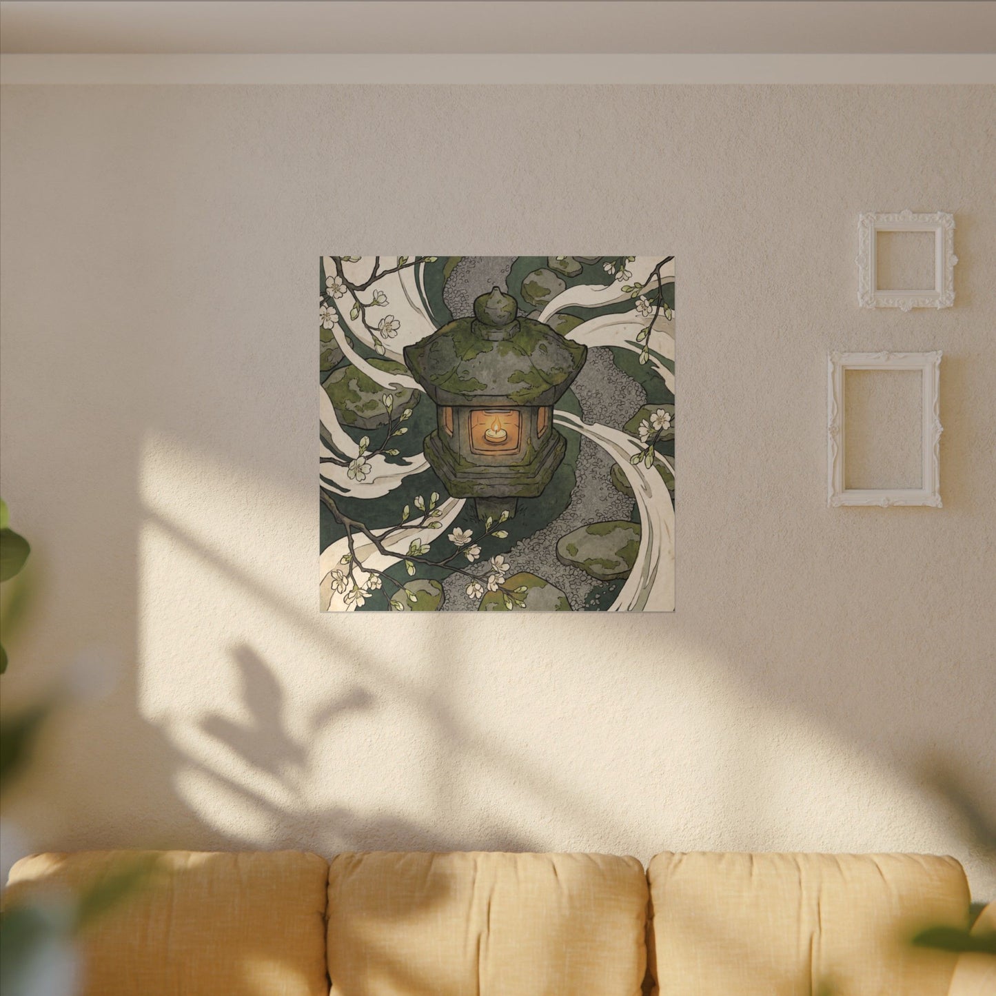 Zen Stone Lantern in Candlelight | Ukiyo E Inspired Canvas Art