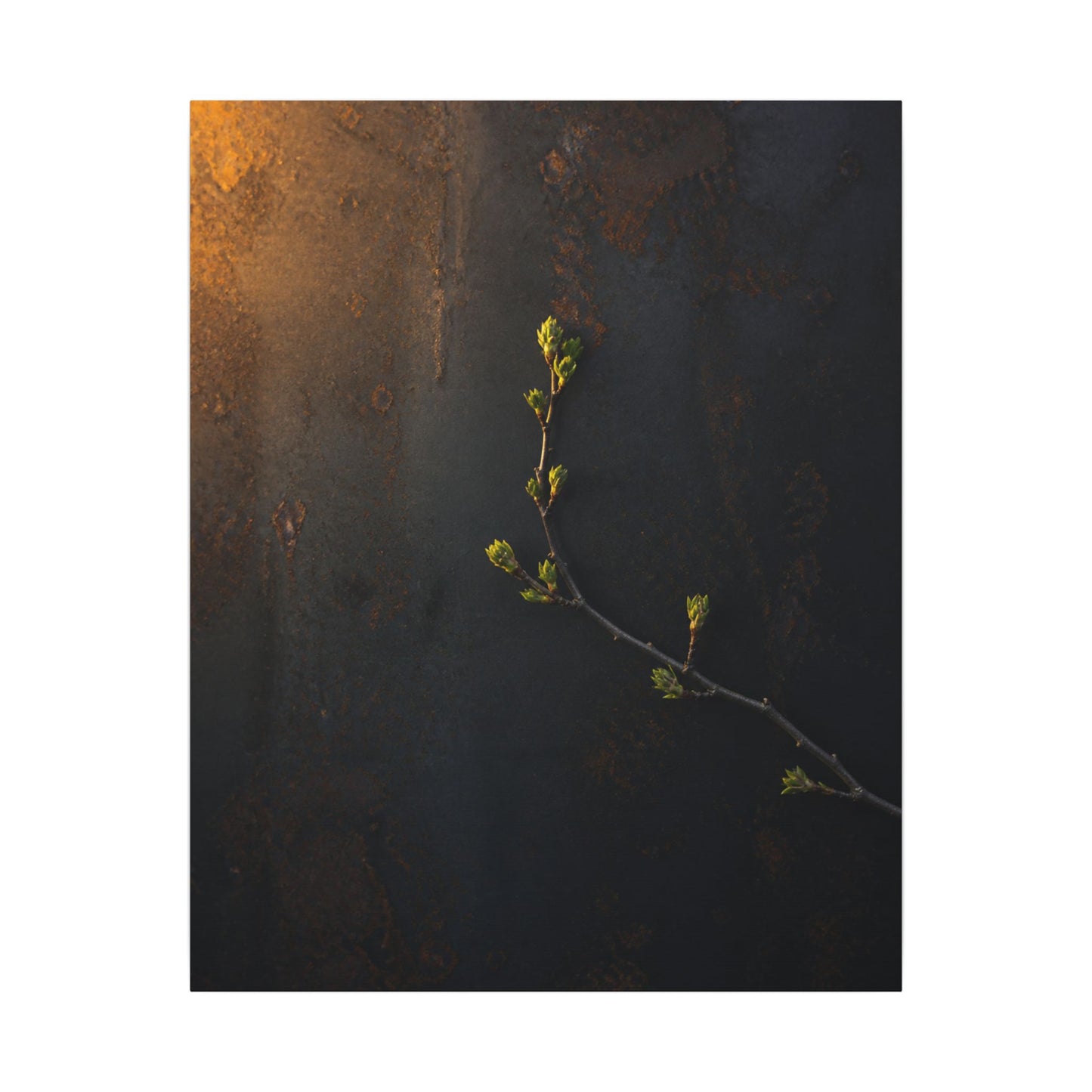 Dark Japandi Rust Patina in Golden Hour | Moody Minimal Canvas Art