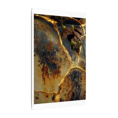 Datsuzoku Rust Patina Canvas Art - Kintsugi Crackle Gold