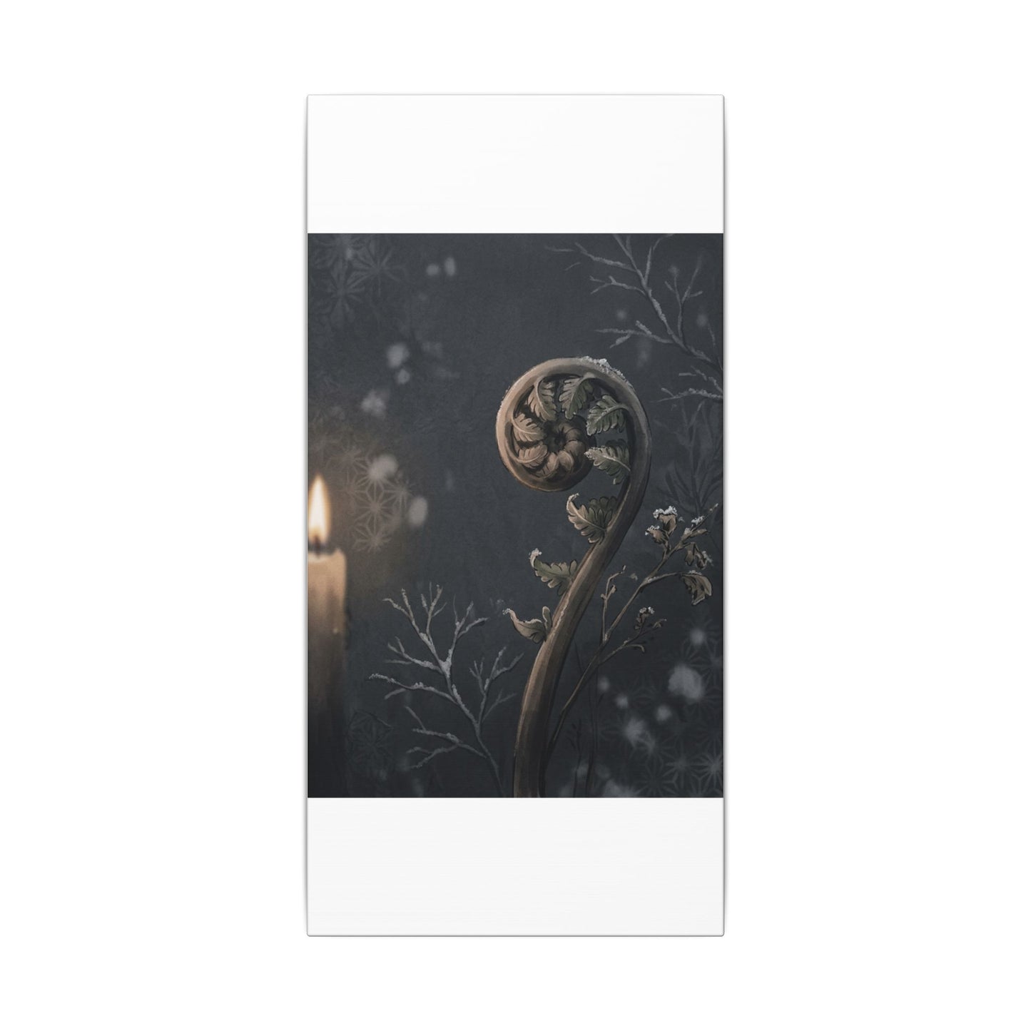 Candlelight Fern Unfurling Canvas Art - Japandi Ma