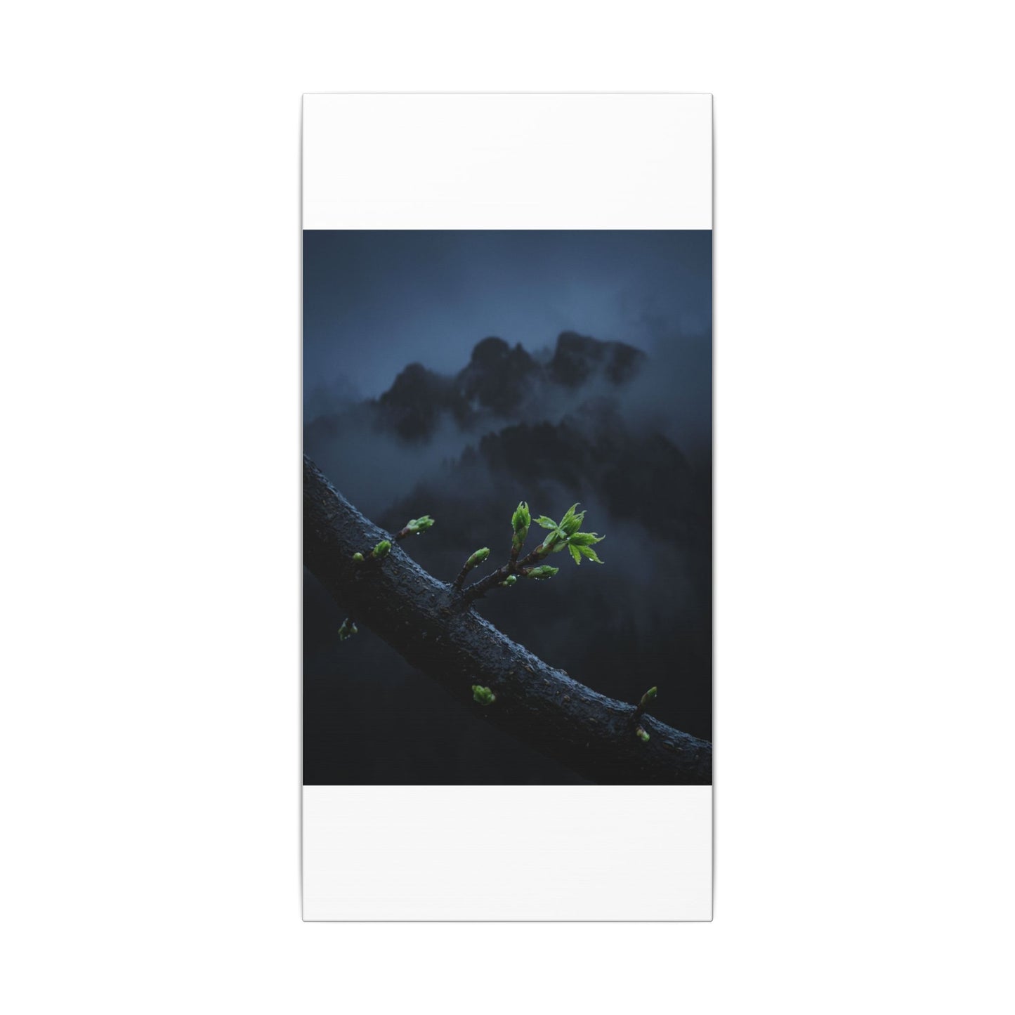 Moonlight Mountain Mist Canvas Art - Dark Japandi Kanso
