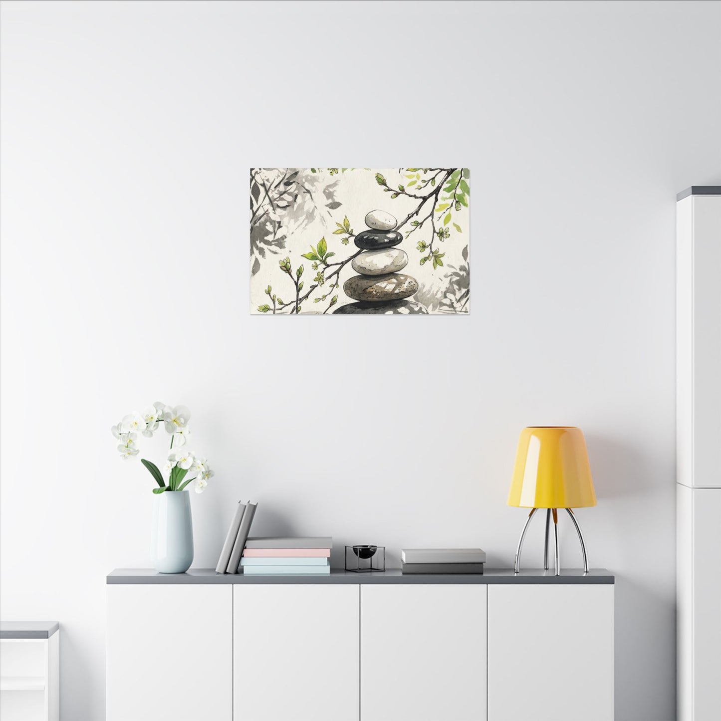 Spring River Stones Japanese Pattern Canvas Art | Elegant Decor