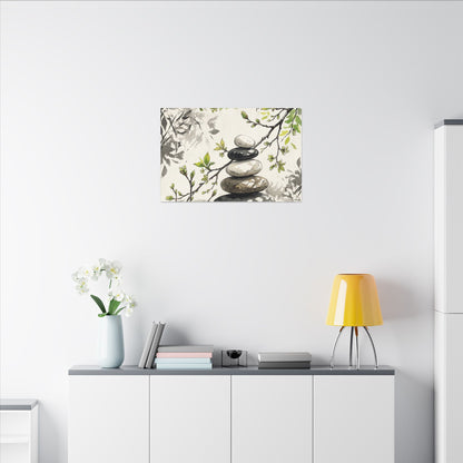 Spring River Stones Japanese Pattern Canvas Art | Elegant Decor
