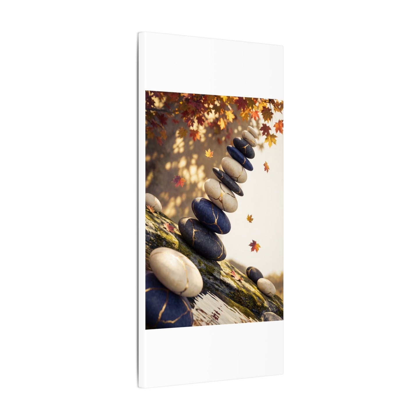 Ma River Stones Canvas Art - Kintsugi Gold Vein