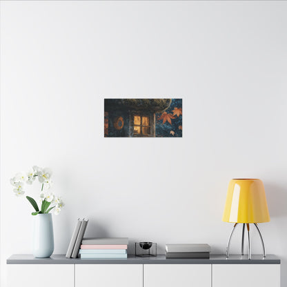 Autumn Stone Lantern Forest Whimsy Canvas Art | Earthy Decor