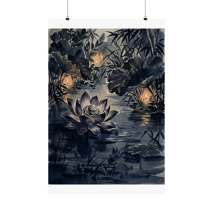 Candlelight Lotus Flower Wall Art Print - Zen Fukinsei Art Print