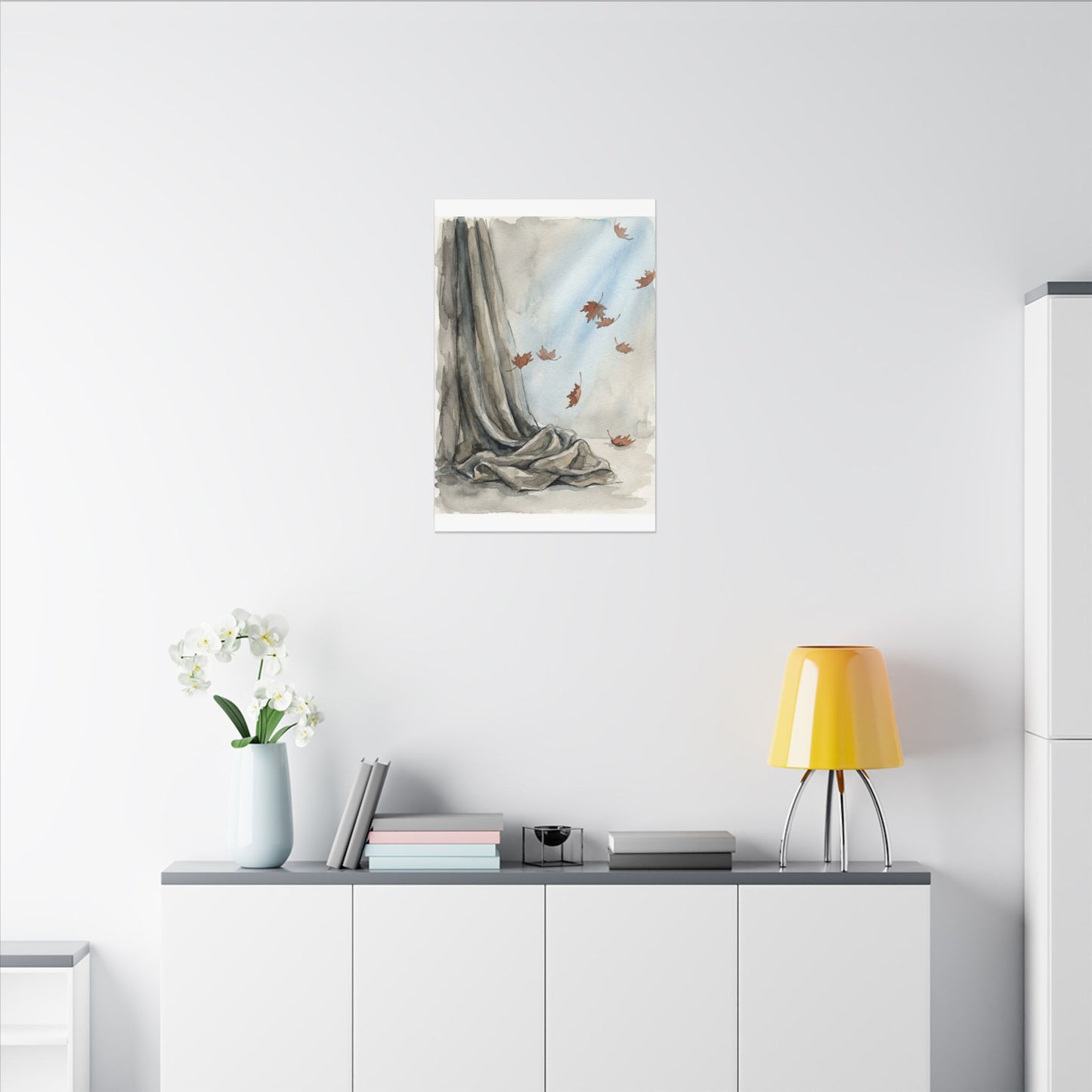 Ma Silk Drape Canvas Art - Japandi Watercolor