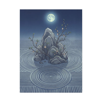Spring Rock Garden Ukiyo E Inspired Canvas Art | Tranquil Decor