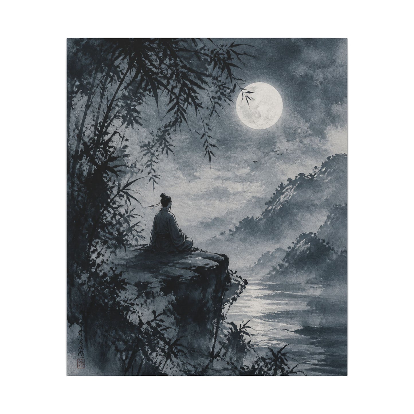 Ink Brushstroke Sumi E Canvas Art | Serene Zen Art