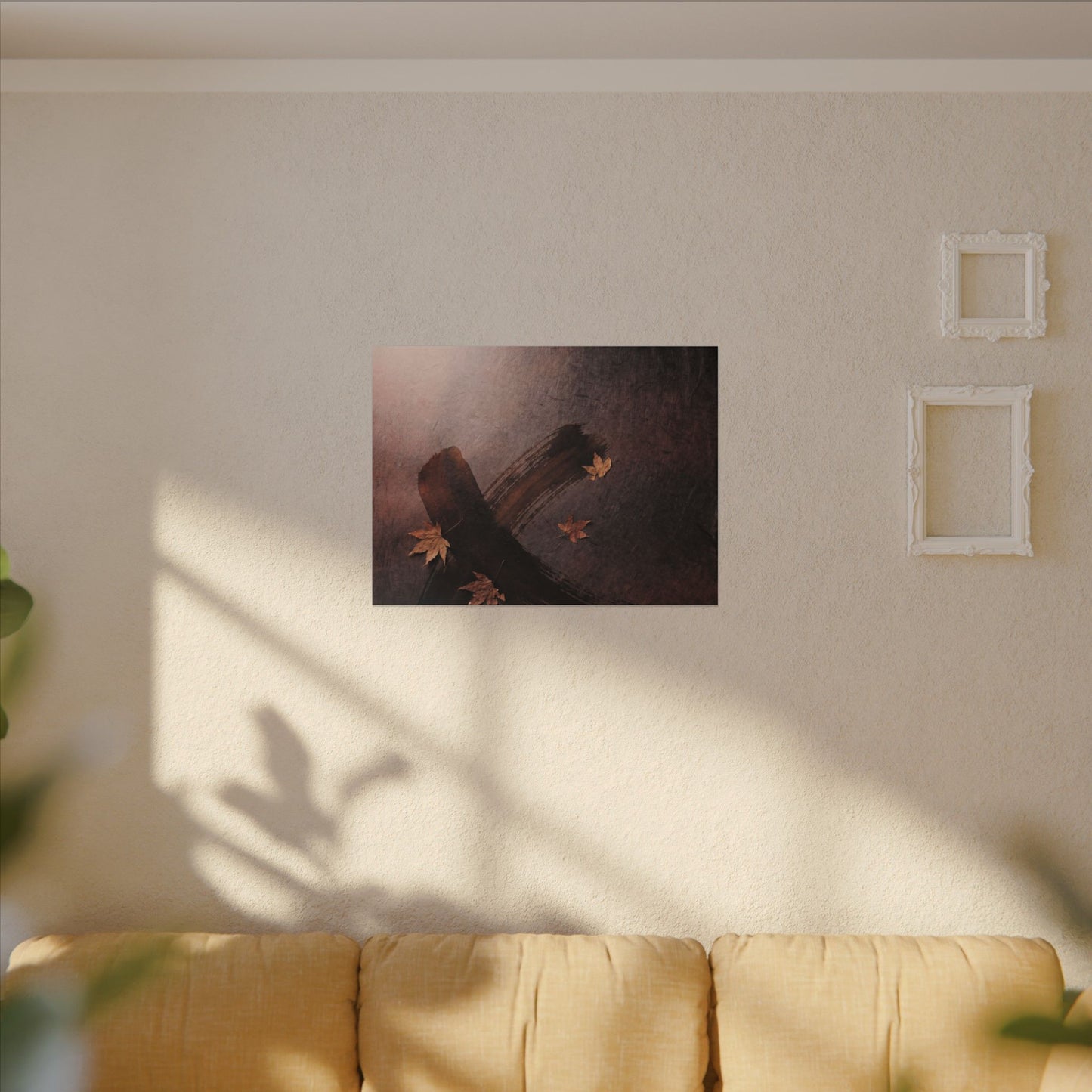 Moody Ink Brushstroke Canvas Art - Moody Minimal Dark Japandi