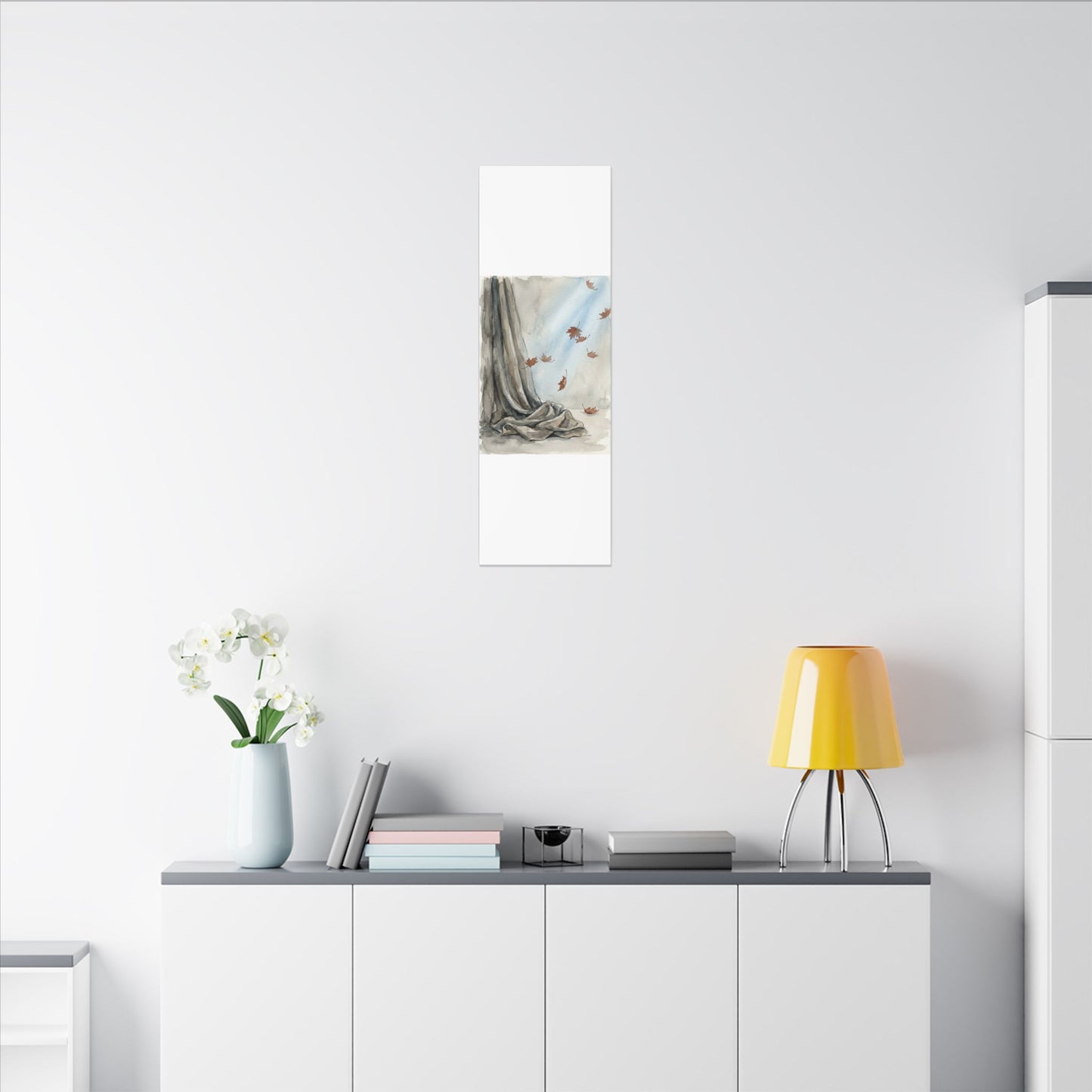Ma Silk Drape Canvas Art - Japandi Watercolor