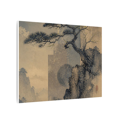 Japandi Pine Tree in Moonlight | Japanese Pattern Canvas Art