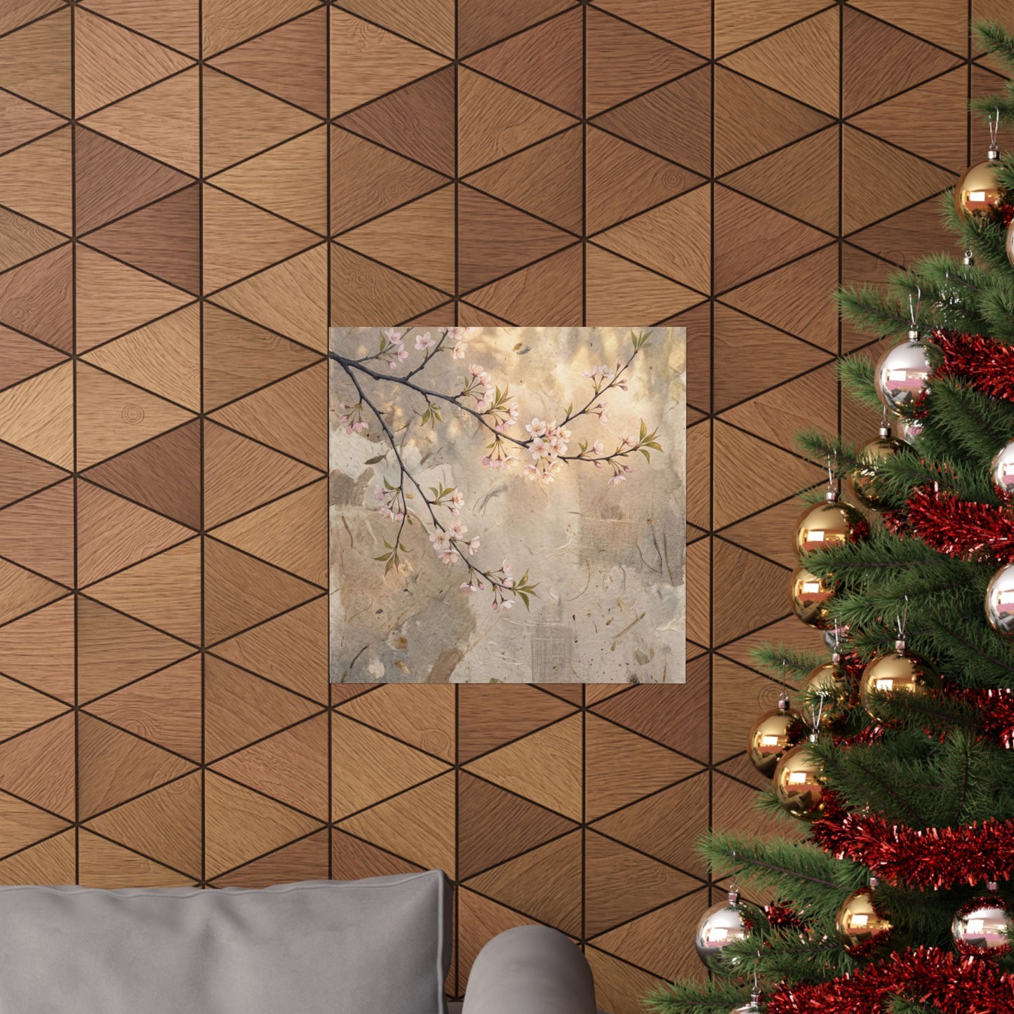 Warm Cherry Blossom Wall Art Print - Texture Japandi