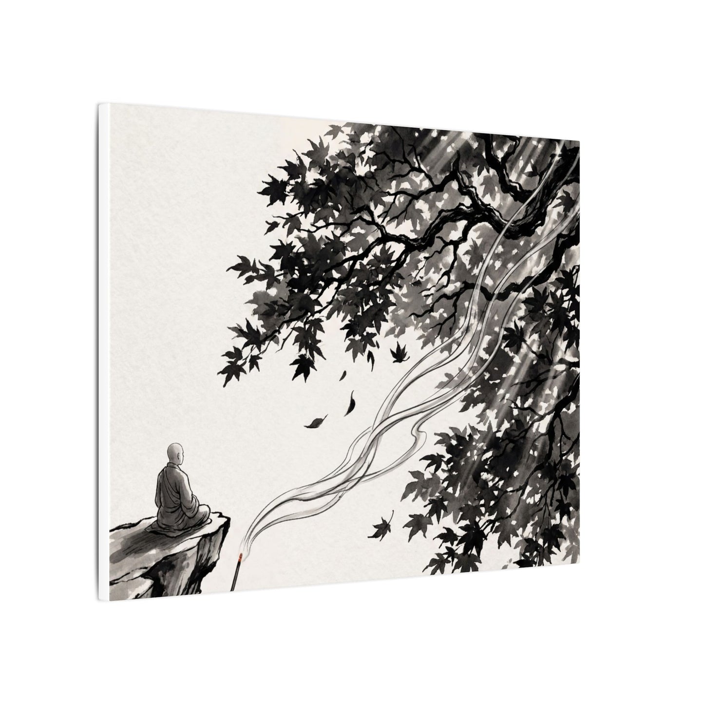 Serene Incense Smoke Canvas Art - Ukiyo E Inspired Zen