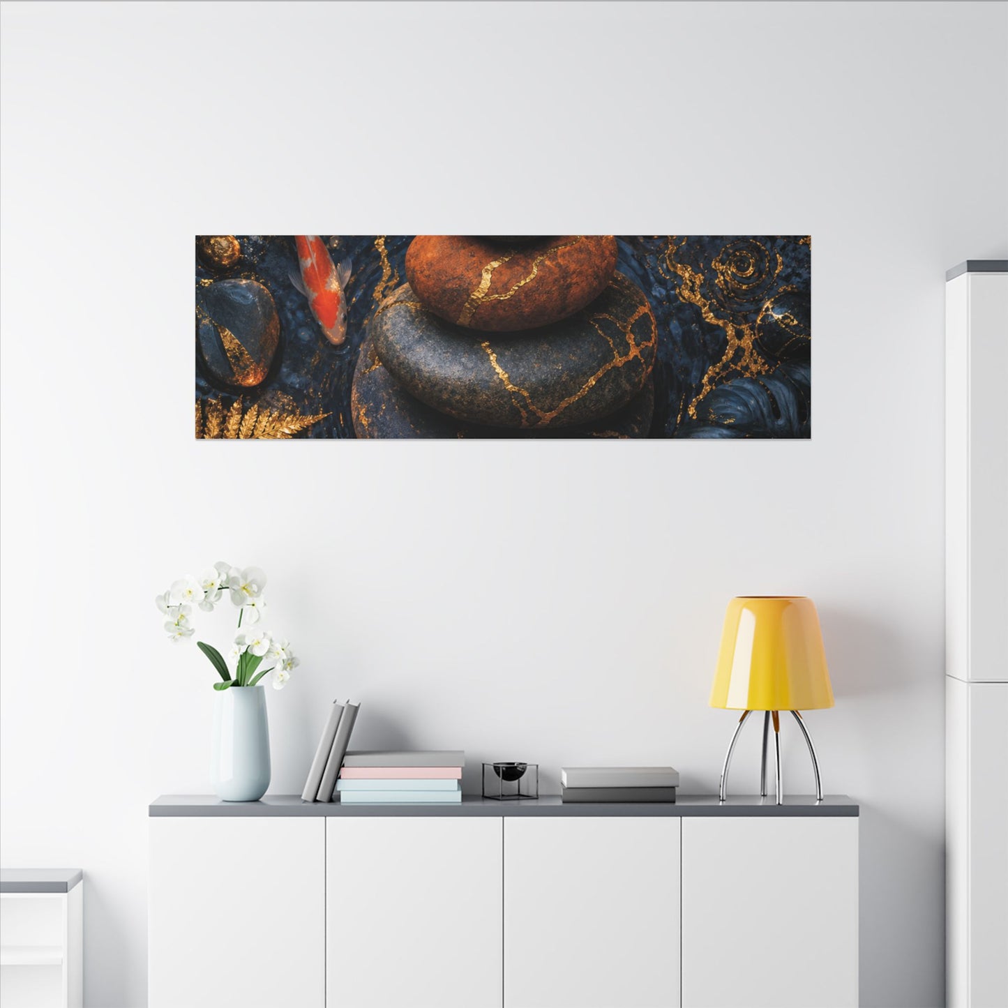 Summer River Stones Gold Vein Canvas Art | Resilient Decor