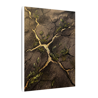 Spring Cracked Earth Charcoal Ink Canvas Art | Luxurious Decor