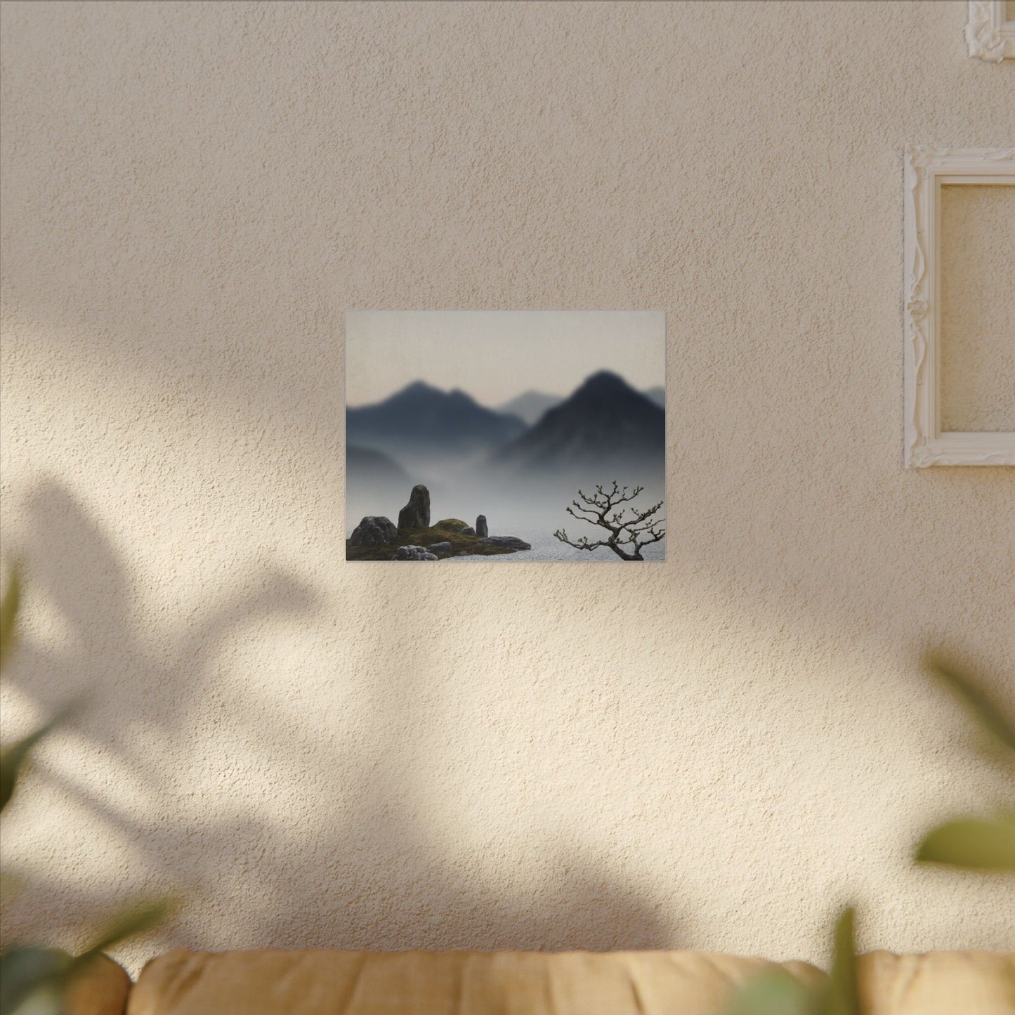 Mountain Mist Karesansui Canvas Art | Contemplative Zen Art