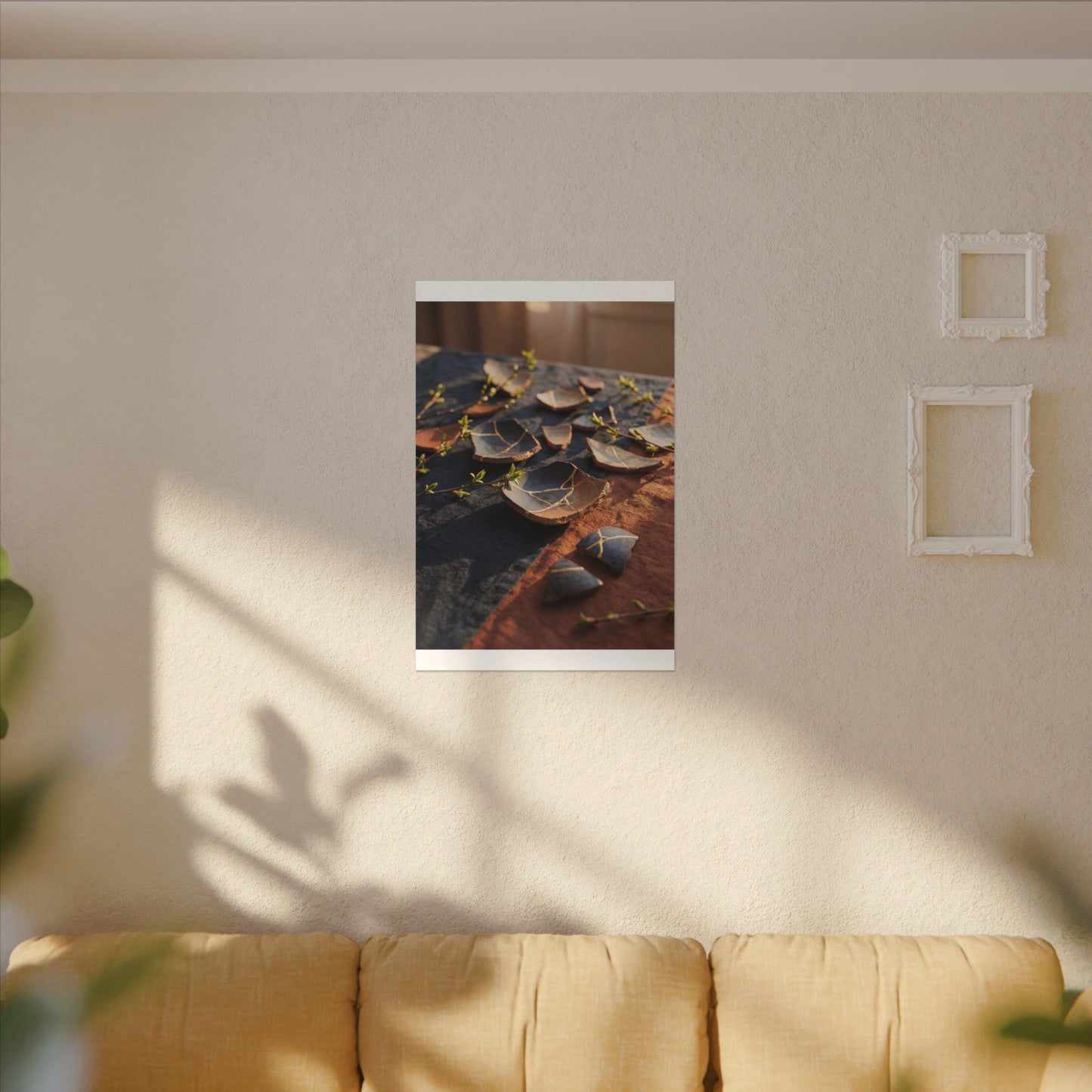 Spring Broken Pottery Gold Vein Canvas Art | Philosophical Decor