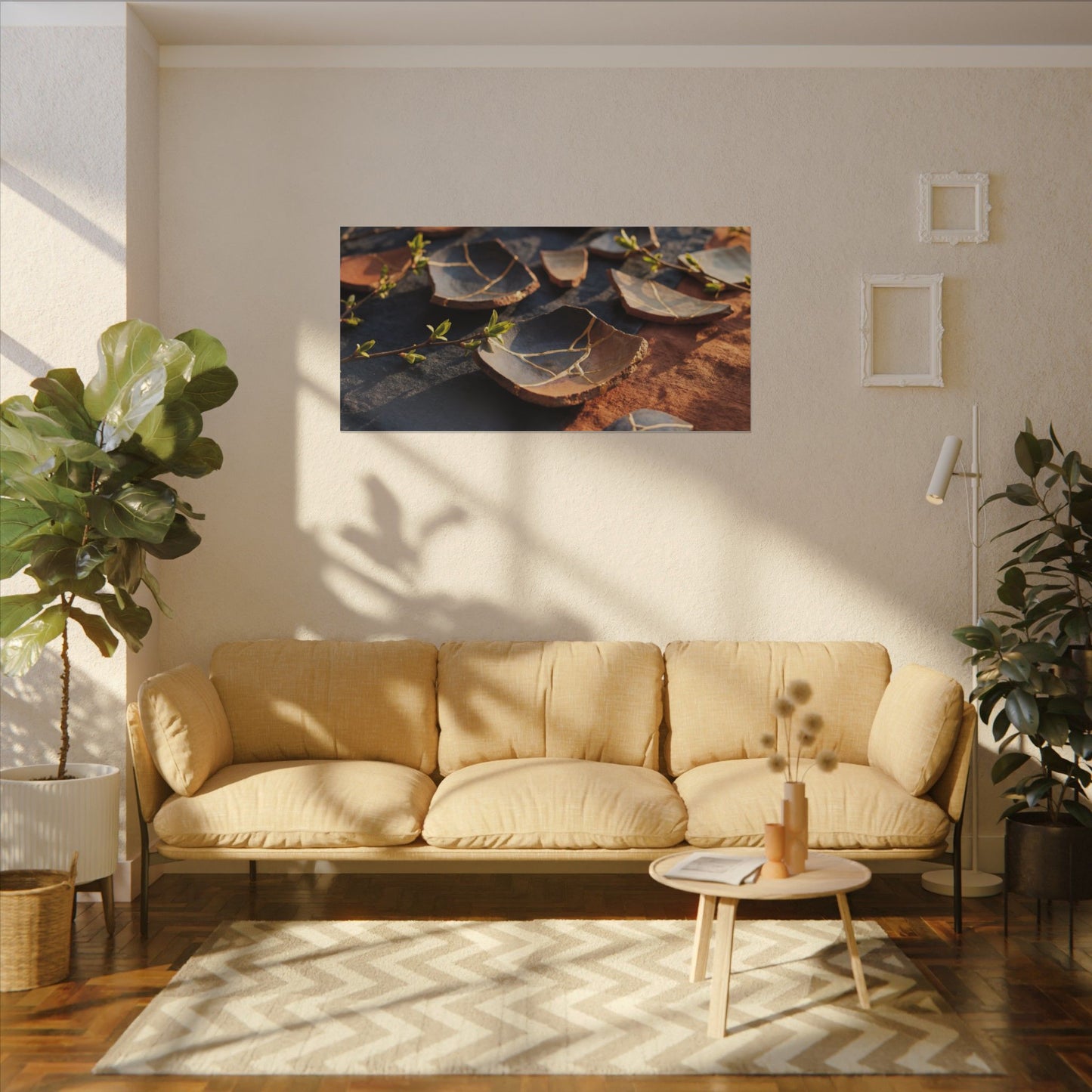 Spring Broken Pottery Gold Vein Canvas Art | Philosophical Decor