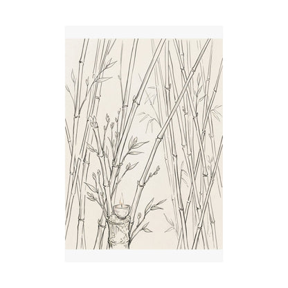 Bamboo Grove Wall Art Print | Spring Japandi Minimal Line Art