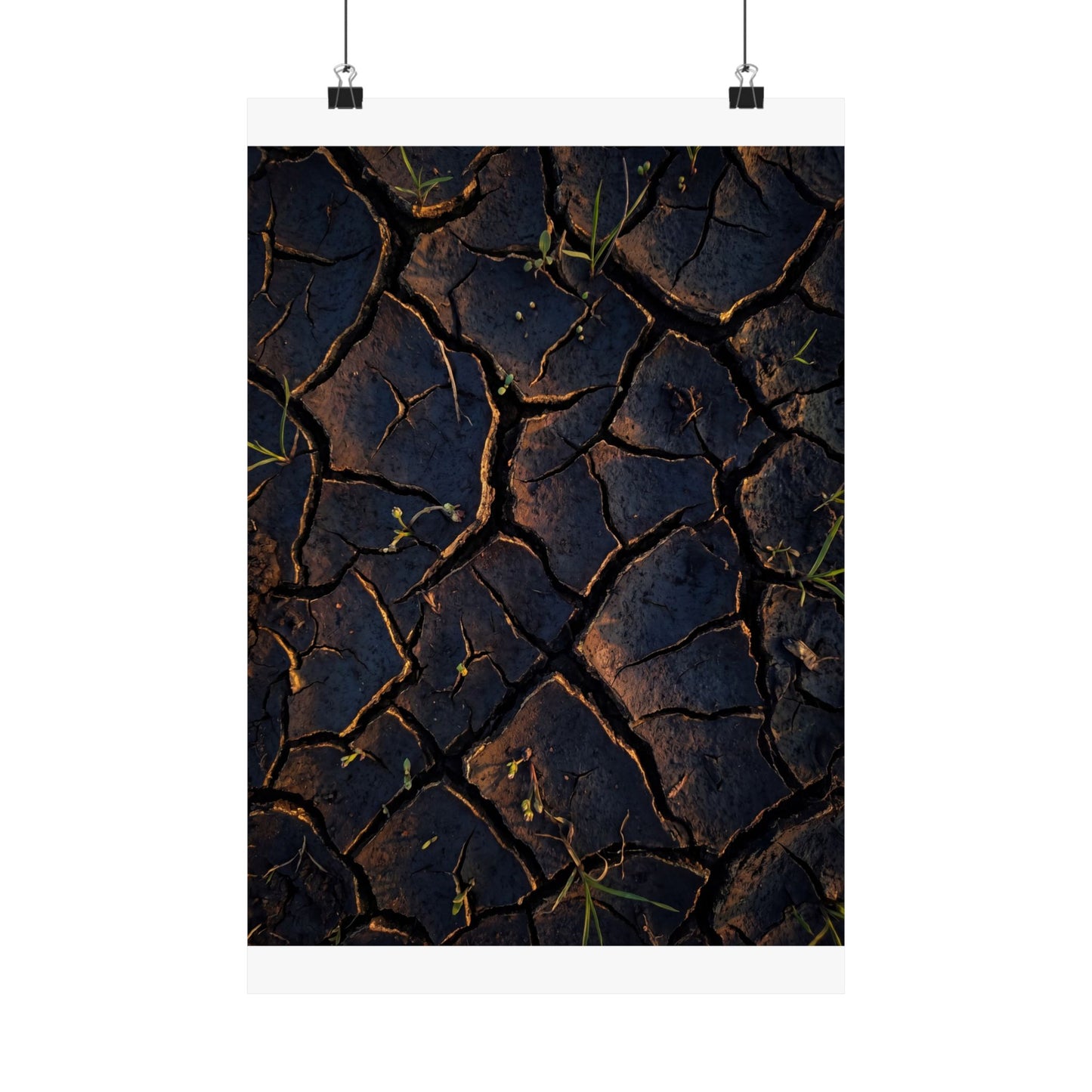 Cracked Earth Moody Minimal Wall Art Print | Sophisticated Dark Japandi Art Art Print