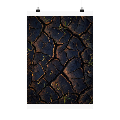 Cracked Earth Moody Minimal Wall Art Print | Sophisticated Dark Japandi Art Art Print