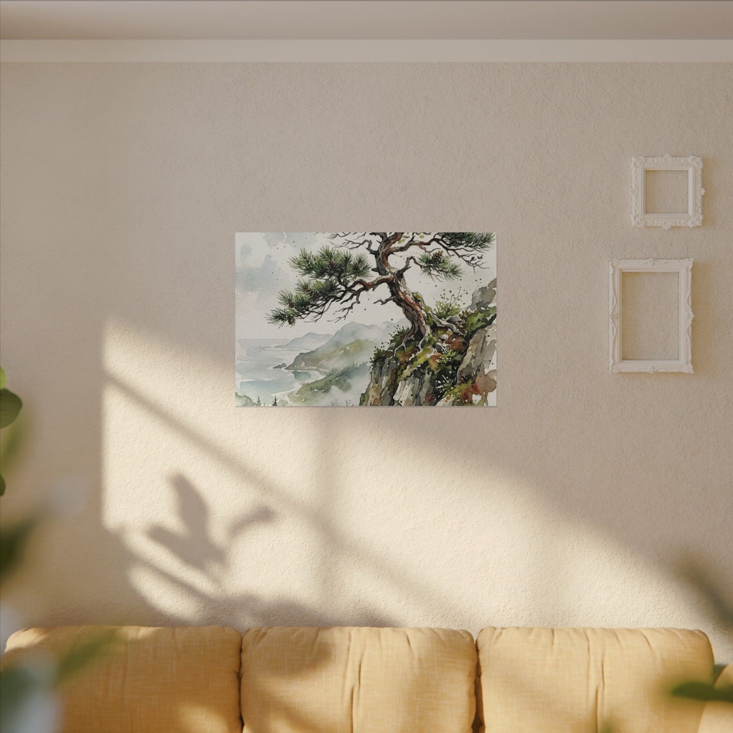 Pine Tree Spring Canvas Art | Japandi Neutral Design