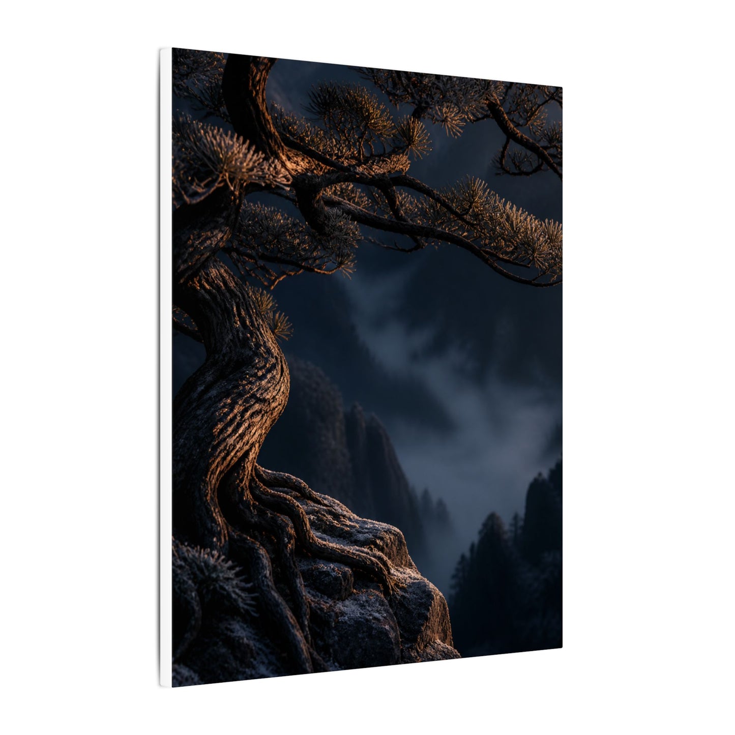 Bold Pine Tree Canvas Art - Shadow Zen Dark Japandi
