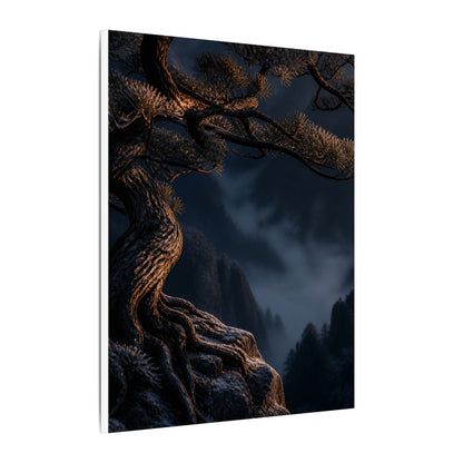 Bold Pine Tree Canvas Art - Shadow Zen Dark Japandi