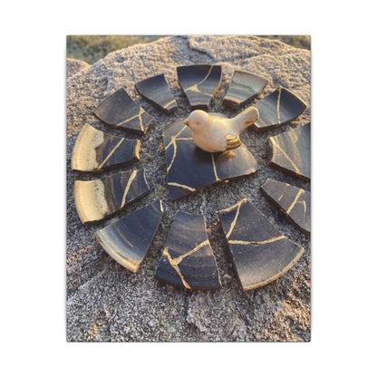 Golden Hour Broken Pottery Canvas Art - Kintsugi Datsuzoku