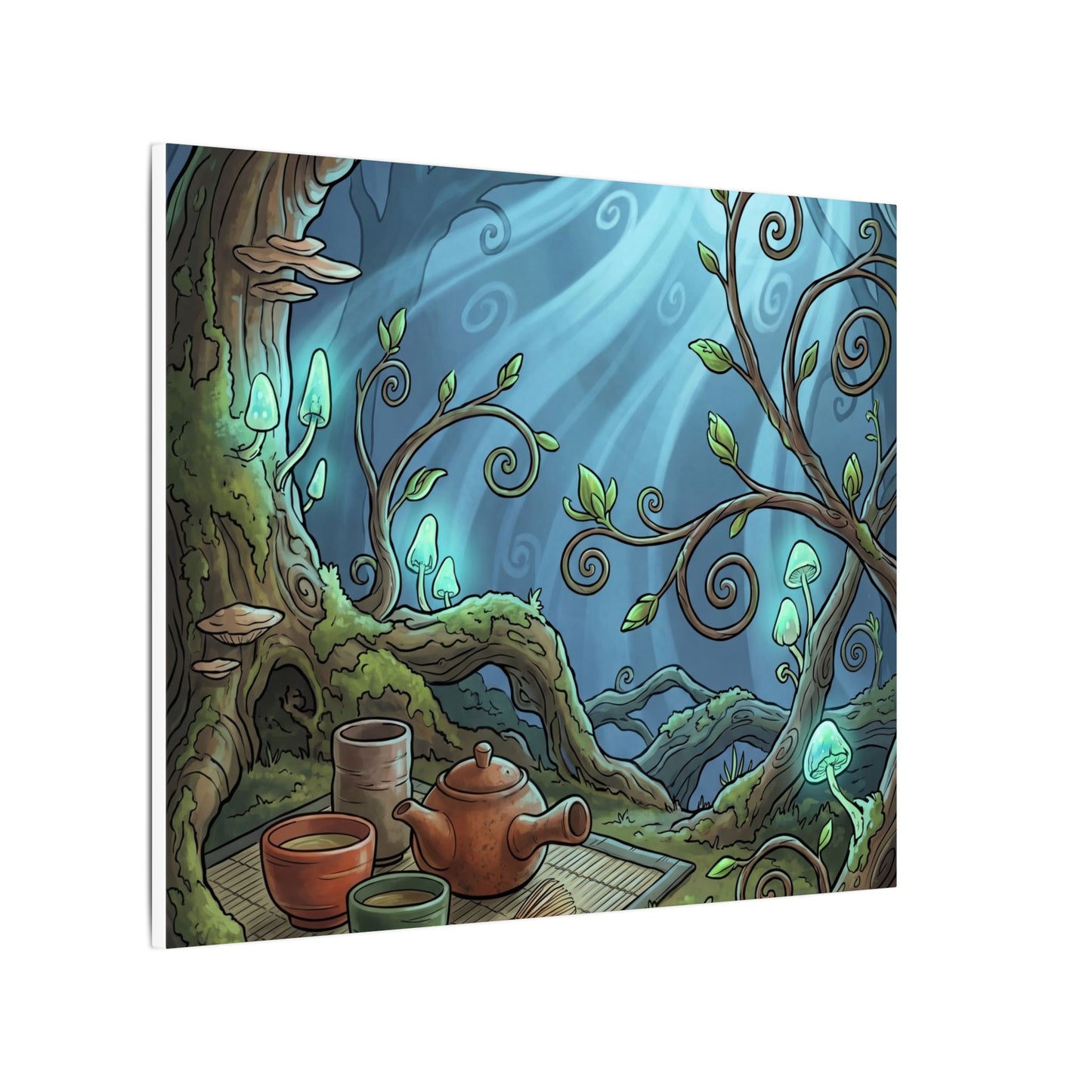 Spring Tea Ceremony Forest Whimsy Canvas Art | Cozy Decor