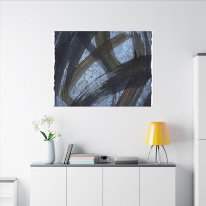 Ink Brushstroke Canvas Art | Winter Dark Japandi Shadow Zen Art