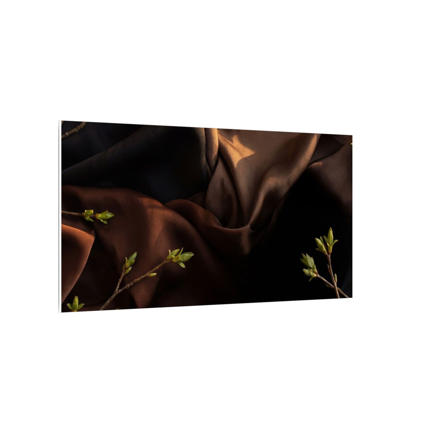 Dark Japandi Silk Drape in Golden Hour | Moody Minimal Canvas Art