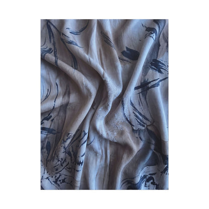 Silk Drape Winter Canvas Art | Japandi Earthy Design