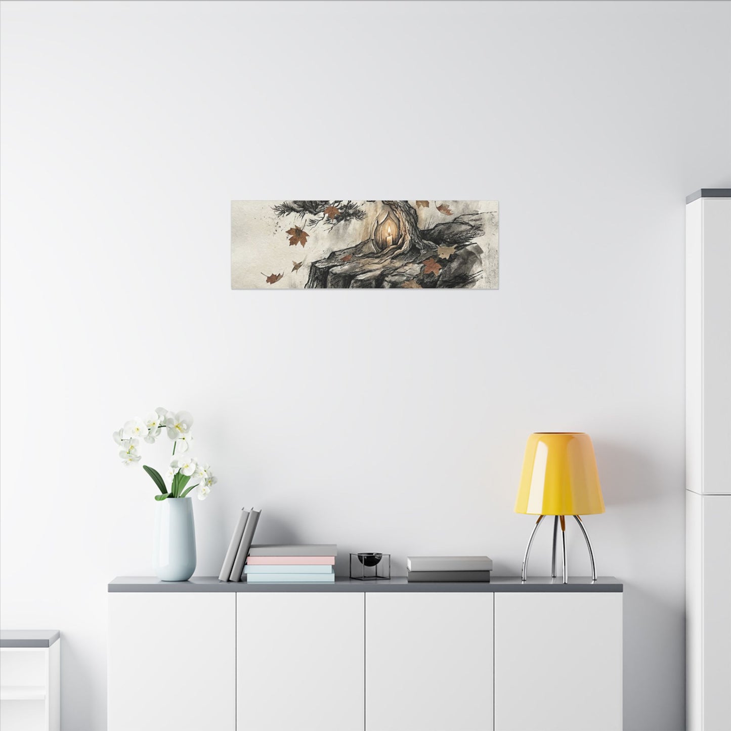 Pine Tree Autumn Canvas Art | Japandi Earthy Design