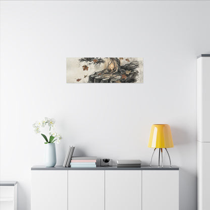 Pine Tree Autumn Canvas Art | Japandi Earthy Design