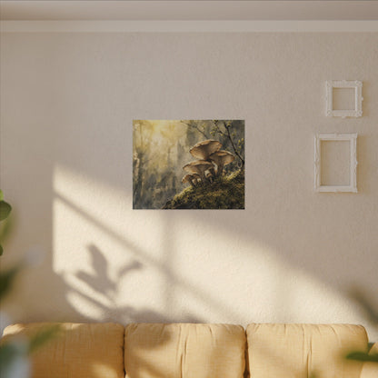 Wild Mushrooms Canvas Art | Spring Japandi Watercolor Art