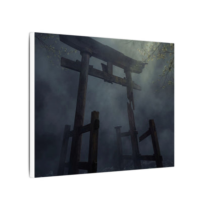 Dark Japandi Torii Gate in Dappled | Moody Minimal Canvas Art