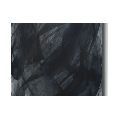 Deep Tones Dark Japandi Charcoal Canvas Art | Deep Tones Charcoal Ink Art Print
