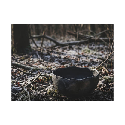 Dappled Ceramic Bowl Canvas Art - Dark Japandi Kanso