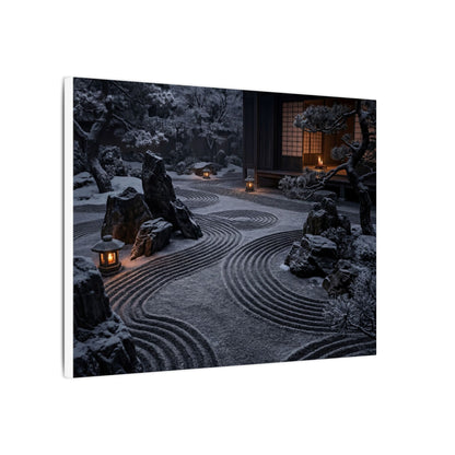 Candlelight Rock Garden Canvas Art - Dark Japandi Fukinsei