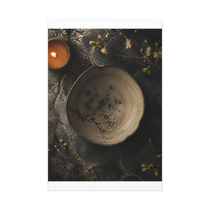 Ceramic Bowl Spring Canvas Art | Japandi Earthy Design
