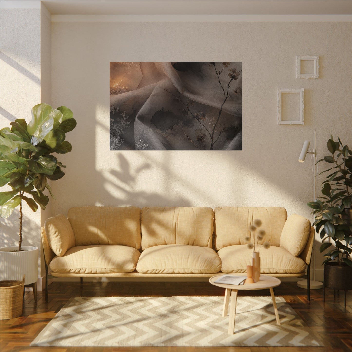 Japandi Silk Drape in Candlelight | Watercolor Canvas Art